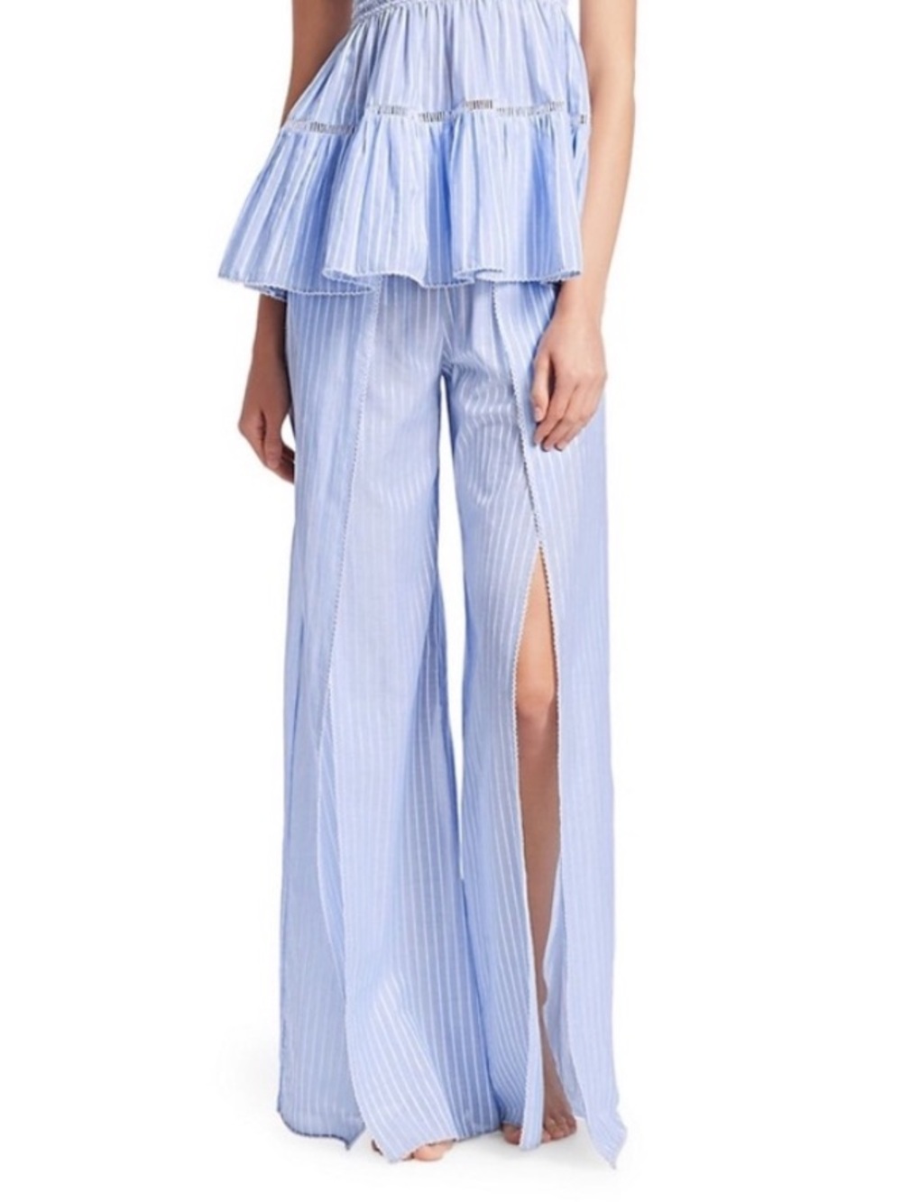 Jonathan Simkhai Stripe Wide Leg Pull On Stripe Elastic Waist Loungewear Pant XS
